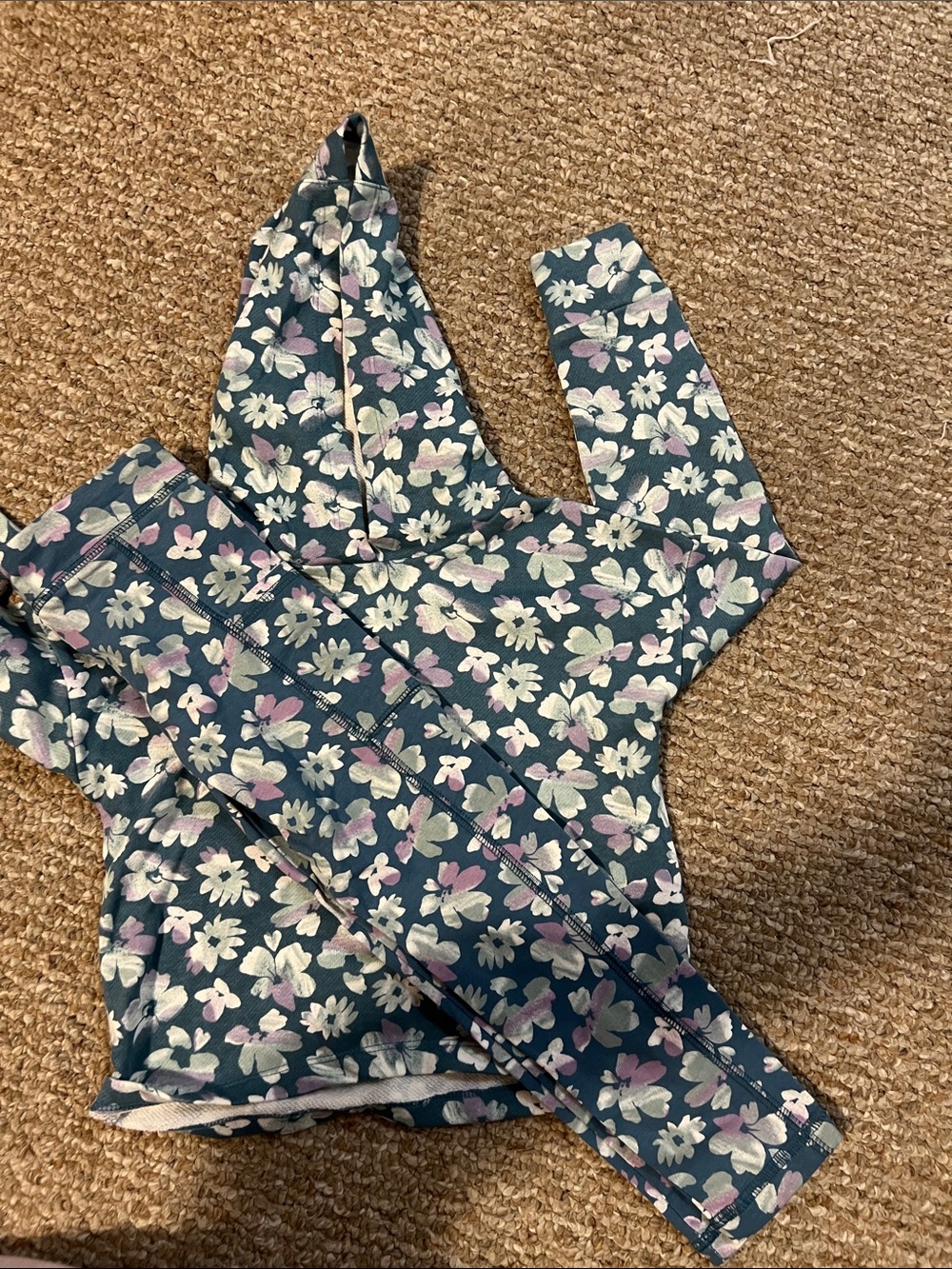 Carter's Floral Hooded Matching Set - Teal, White, Pink